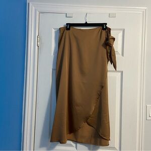 Old Navy Women’s Tan Wrap Skirt Midi Length Button Closer Size XL